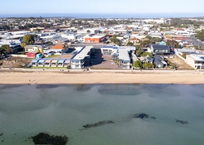 hilton beachfront motel aerial view